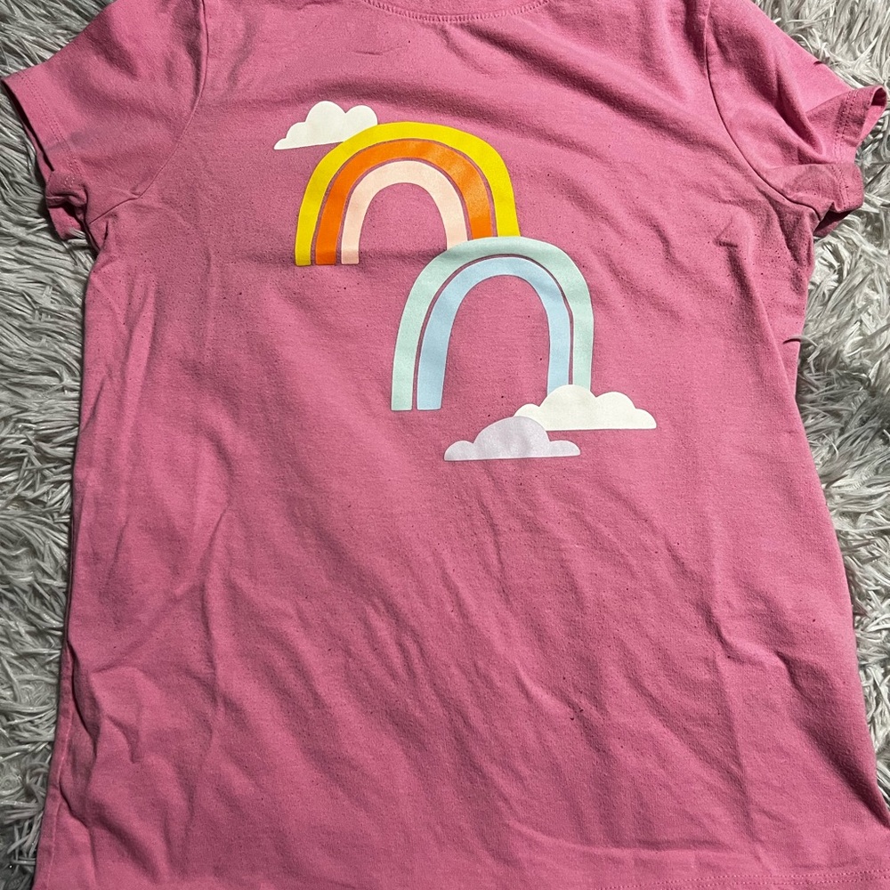 Pink Kids T-Shirt with Rainbow Design, Preowned